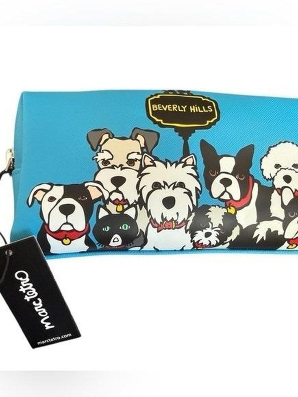Marc Tetro Beverly Hills Dogs Zip Pouch Cosmetic Bag Travel Organizer NWT
